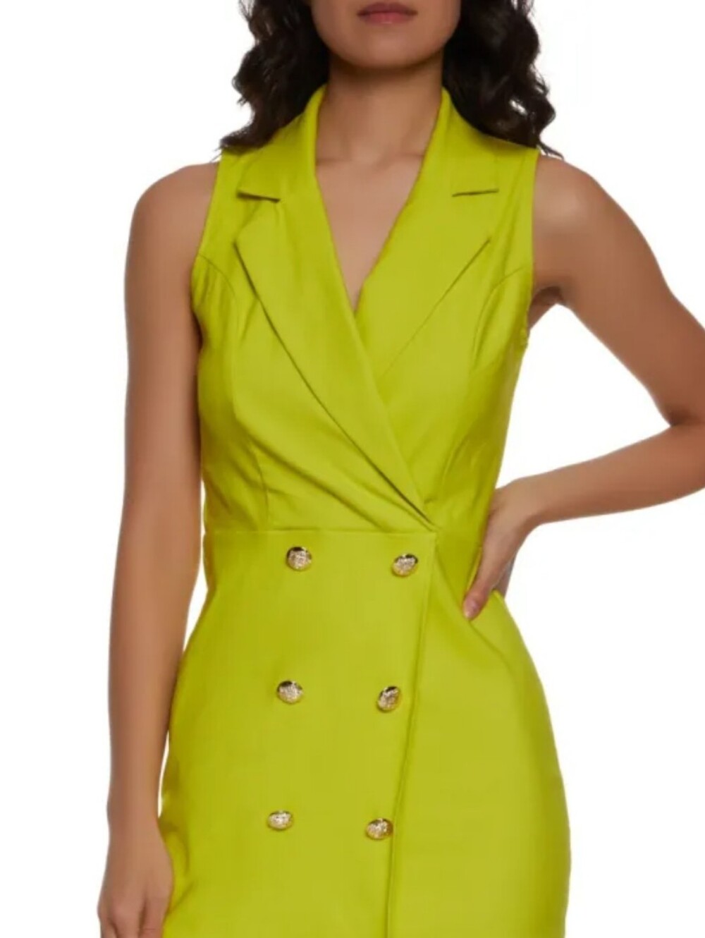 NWOT Wearever Sleeveless Lime Double-Breasted Wrap Dress Size Large